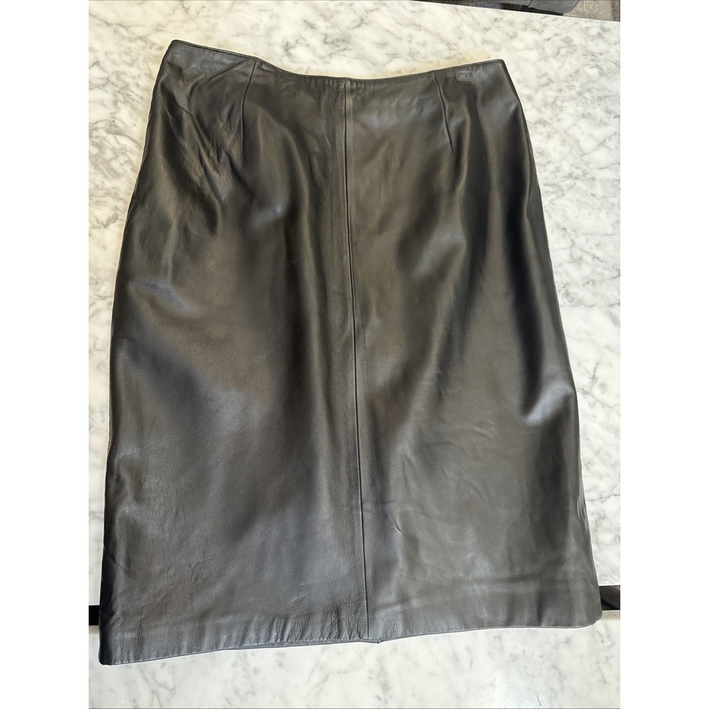 VTG Genuine Lambskin Leather Pencil Skirt S 10 Womens‎ Soft Knee Length Lined